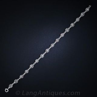 Antique Platinum and Diamond Link Bracelet