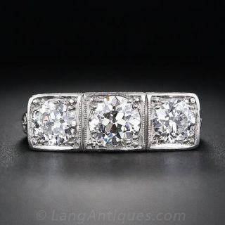 Antique Platinum and Diamond Three-Stone Ring