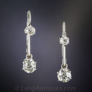 Antique Platinum Diamond Dangle Earrings