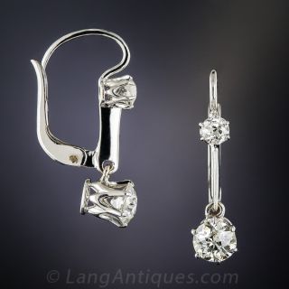 Antique Platinum Diamond Dangle Earrings