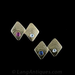 Antique Red White and Blue Cufflinks Main View