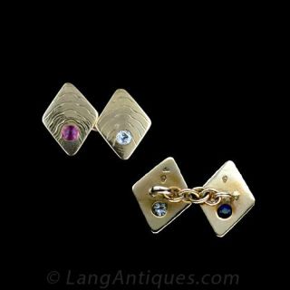 Antique Red White and Blue Cufflinks