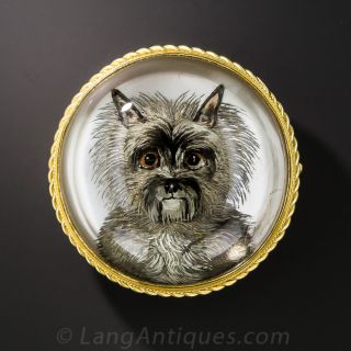Antique Reverse Crystal Dog Pin