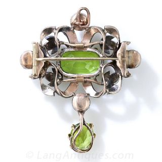 Antique Rose-Cut Diamond and Peridot Pendant/Brooch