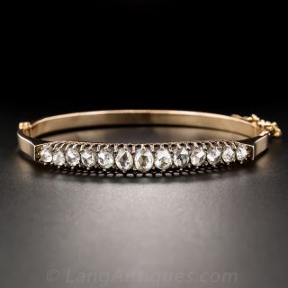 Antique Rose-Cut Diamond Bangle Bracelet