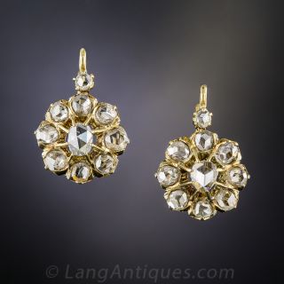 Antique Rose-Cut Diamond Cluster Earrings