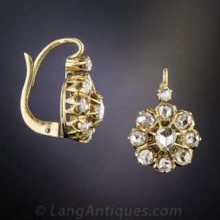 Antique Rose-Cut Diamond Cluster Earrings