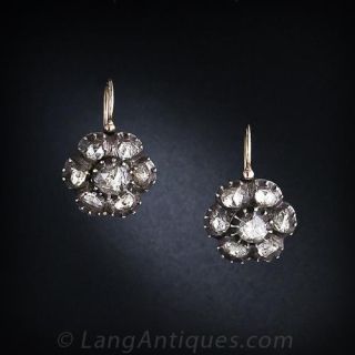 Antique Rose-Cut Diamond Cluster Earrings