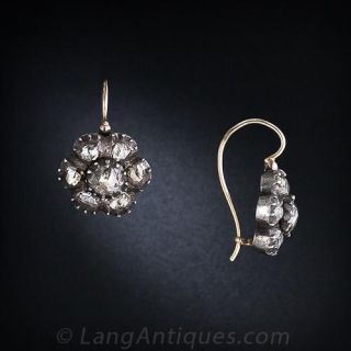 Antique Rose-Cut Diamond Cluster Earrings