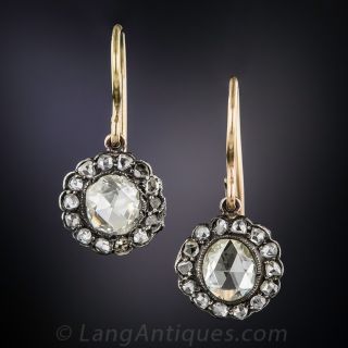Antique Rose-Cut Diamond Drop Earrings