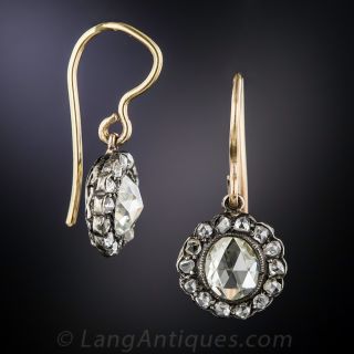 Antique Rose-Cut Diamond Drop Earrings