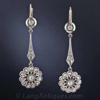 Antique Rose-Cut Diamond Drop Earrings