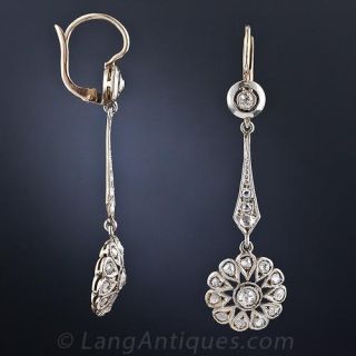 Antique Rose-Cut Diamond Drop Earrings