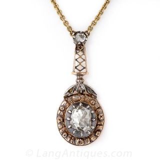 Antique Rose-Cut Diamond Drop Pendant