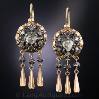 Antique  Rose Cut Diamond Earrings
