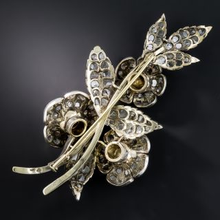 Antique Rose-Cut Diamond Floral Brooch