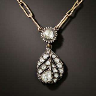 Antique Rose-Cut Diamond Peacock Feather Pendant - 2