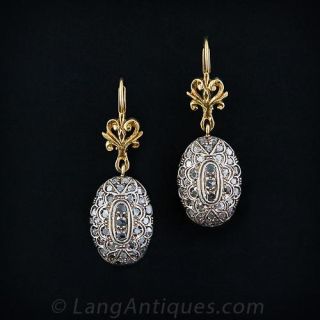Antique Rose Diamond Drop Earrings