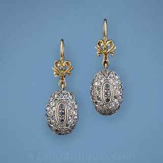Antique Rose Diamond Drop Earrings