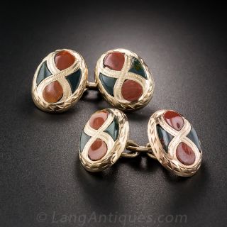 Antique Rose Gold Agate Cufflinks