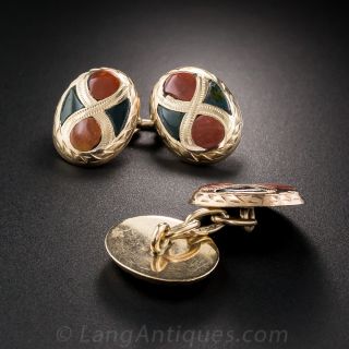 Antique Rose Gold Agate Cufflinks