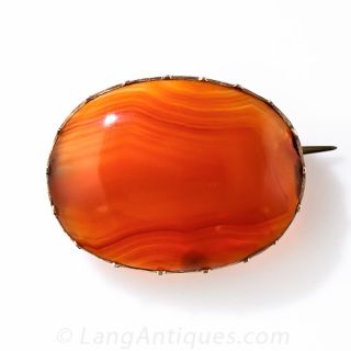 Antique Rose Gold Carnelian Brooch 
