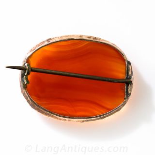 Antique Rose Gold Carnelian Brooch 