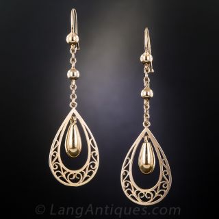 Antique Rose Gold Dangle Earrings - 1