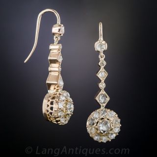 Antique Rose Gold Diamond Drop Earrings