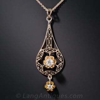 Antique Rose Gold Diamond Pendant