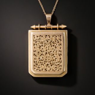 Antique Rose Gold Pierced Locket - 2