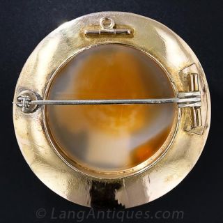 Antique Round Hardstone Cameo Brooch/Pendant 