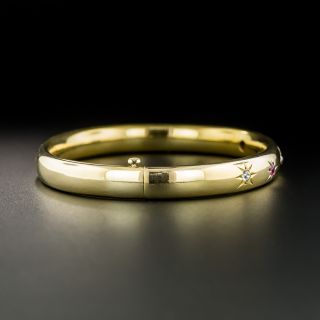 Antique Ruby and Diamond Bangle Bracelet, Circa 1900