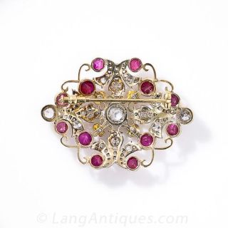 Antique Ruby and Diamond Brooch