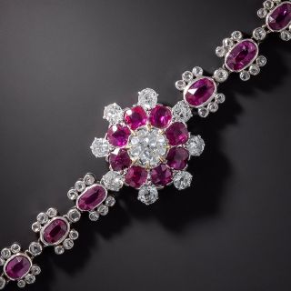 Antique Ruby and Diamond Cluster Bracelet - 2