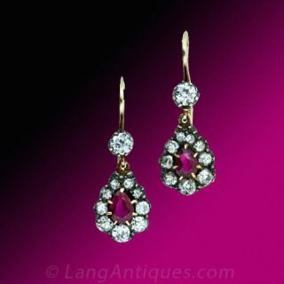 Antique-Ruby-and-Diamond-Drop-Earrings-Main-View