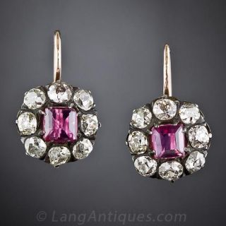 Antique Ruby and Diamond Earrings
