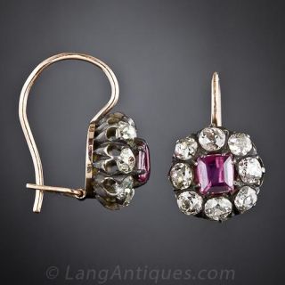 Antique Ruby and Diamond Earrings