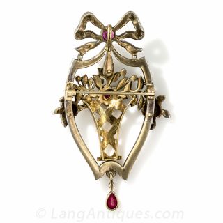Antique Ruby and Diamond Flower Basket