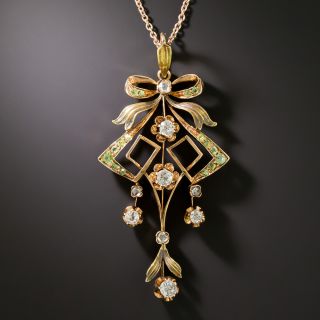Antique Russian Diamond and Demantoid Garnet Necklace - 3