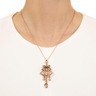 Antique Russian Diamond and Demantoid Garnet Necklace