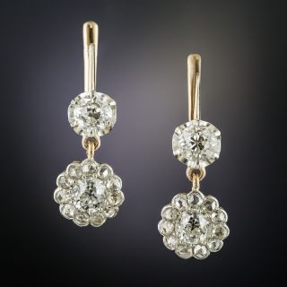 Antique Russian Diamond Drop Earrings - 2