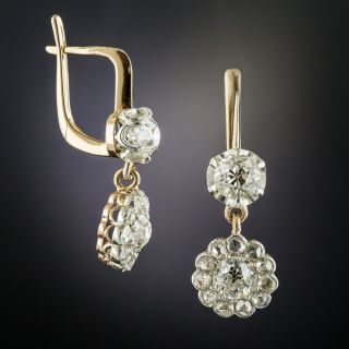 Antique Russian Diamond Drop Earrings