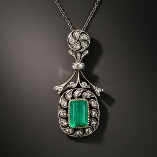 Antique Russian Emerald And Diamond Necklace - 3
