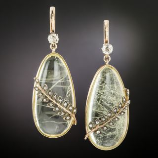 Antique Russian Green Beryl and Diamond Earrings - 2
