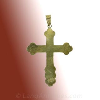 Antique Russian Silver and Enamel Cross
