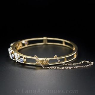 Antique Sapphire and  Diamond Bangle Bracelet