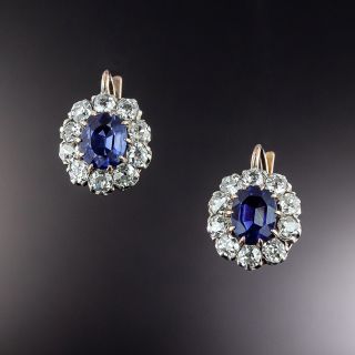 Antique Sapphire and Diamond Earrings, Circa 1900 - 1