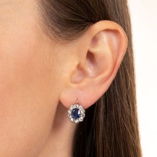 Antique Sapphire and Diamond Earrings, Circa 1900