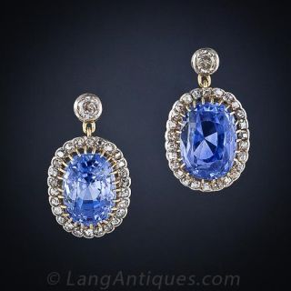 Antique Sapphire and Diamond Earrings